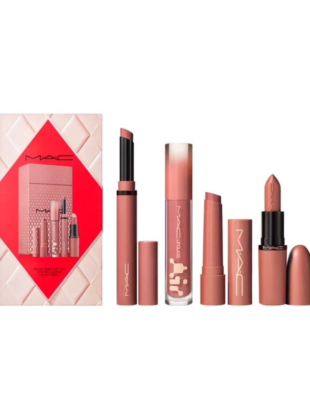 Mac Velvet Teddy Gift Set - 4PC. Full Size Lip Kit